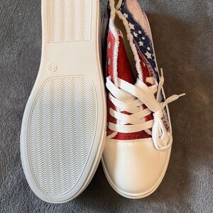 Stylish Red, White, and Blue Sneakers